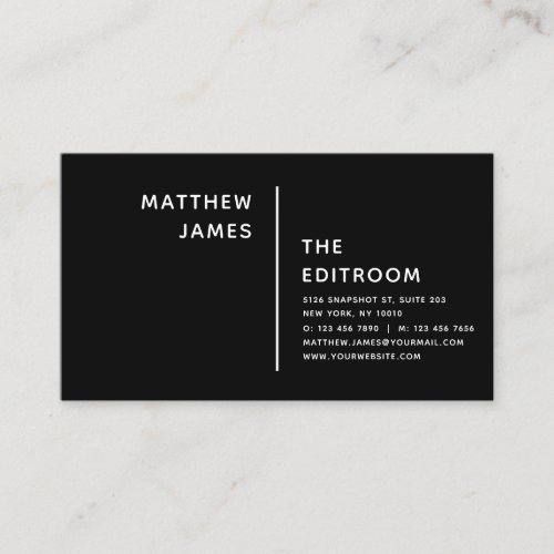 Simple Modern Minimalist Black And White Business Card