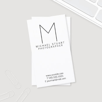 Simple Modern Minimalist Black And White Monogram Business Card by manadesignco at Zazzle