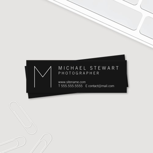 Simple Modern Minimalist Black and White Monogram Mini Business Card