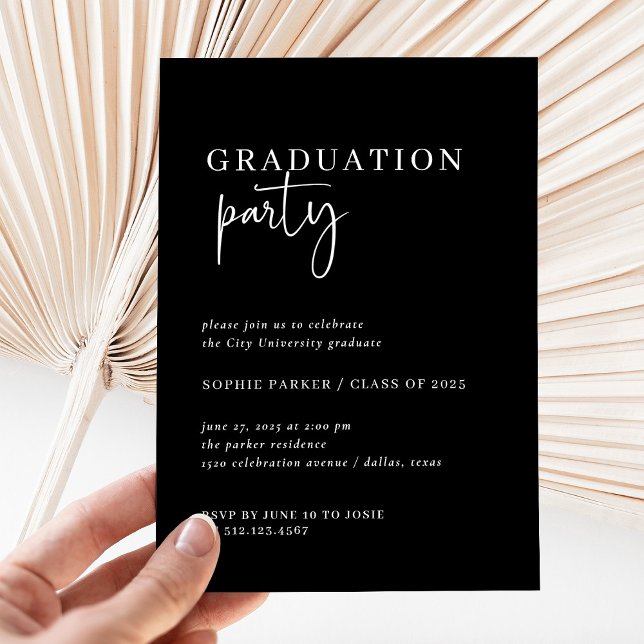 Simple Modern Minimalist | Black Graduation Party Invitation (Creator Uploaded)
