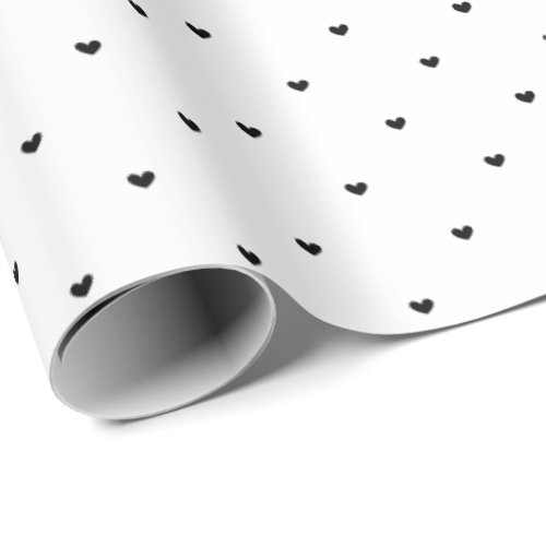 Simple Modern Minimalist Black Hearts Pattern Wrapping Paper