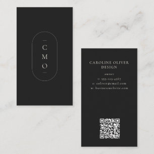 Simple Modern Minimalist Black Monogram Small Business Card