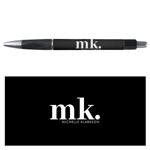Simple Modern Minimalist Black Monogrammed Pen