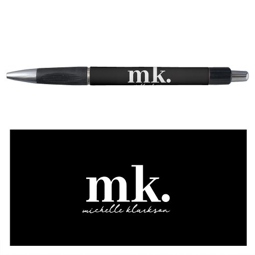 Simple Modern Minimalist Black Script Monogram  Pen