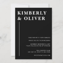 Simple Modern Minimalist Black Wedding Invitation