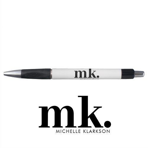 Simple Modern Minimalist Black White Monogram  Pen