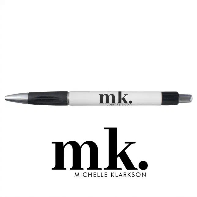 Simple Modern Minimalist Black White Monogram Pen | Zazzle