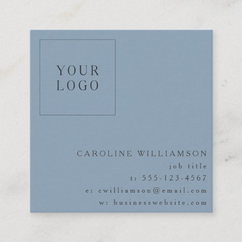 Simple Modern Minimalist Blue Professional Logo Square Business Card
