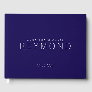 Simple Modern Minimalist Blue Wedding Guest Book