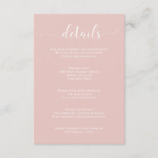Simple Modern Minimalist Blush Wedding Enclosure C Card