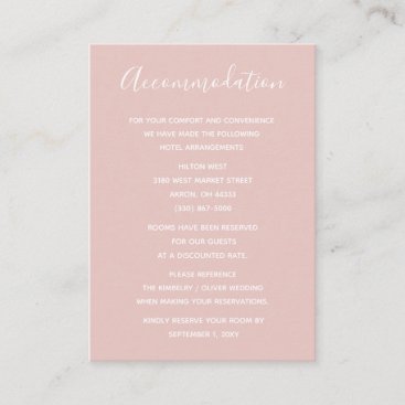 Simple Modern Minimalist Blush Wedding Enclosure Card