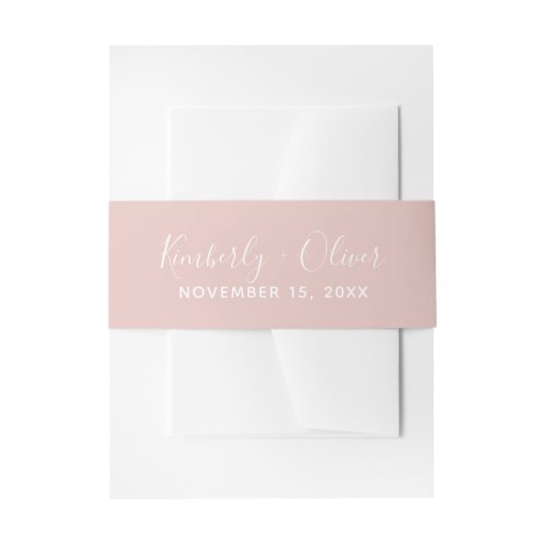 Simple Modern Minimalist Blush Wedding Invitation Belly Band