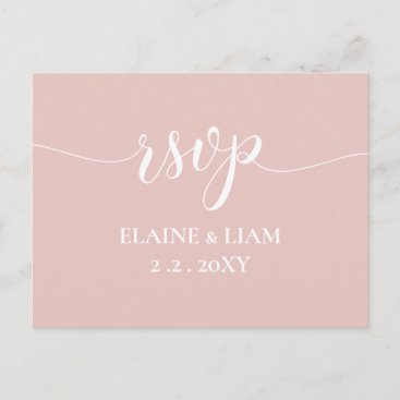 Simple Modern Minimalist Blush Wedding Invitation Postcard