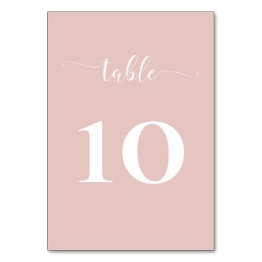 Simple Modern Minimalist Blush Wedding Table Number