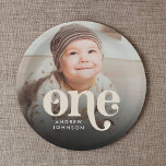 Simple Modern Minimalist Boho 1st Birthday Photo  Paper Plates<br><div class="desc">A modern and minimalist first birthday photo paper plates featuring a boho and bohemian retro style typography of "One" in the bottom center and a cute photo of your baby. Personalize the name and picture.</div>