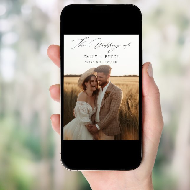 Simple Modern Minimalist Boho 2 Photo Wedding Invitation (Front Digital)