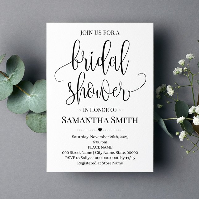 Simple Modern Minimalist Bridal Shower Wedding Invitation (Creator Uploaded)