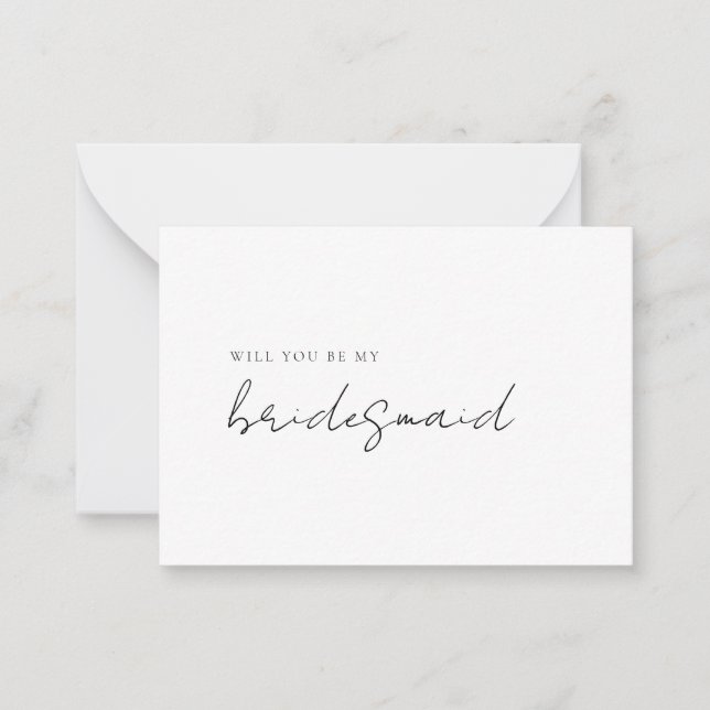 Simple Modern Minimalist Bridesmaid Proposal Note Card (Front)