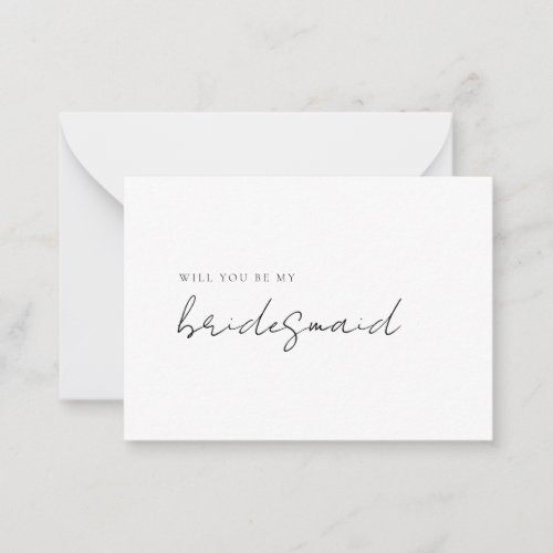 Simple Modern Minimalist Bridesmaid Proposal Note Card