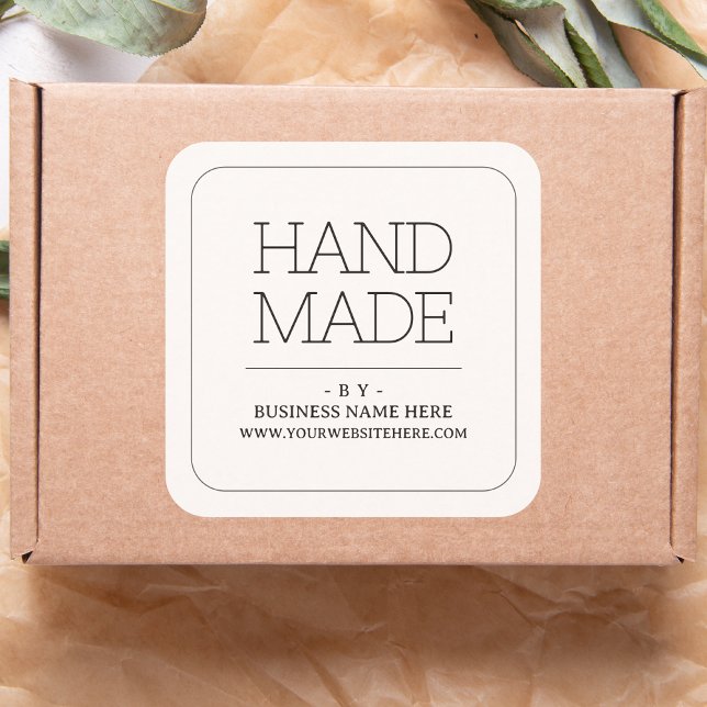 Simple Modern Minimalist Business Handmade Square Sticker (Creator Uploaded)