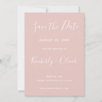 Simple Modern Minimalist Calligraphy Blush Wedding Save The Date