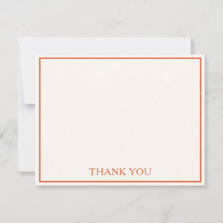 Simple Modern Minimalist Chic Orange Thank You Note Card