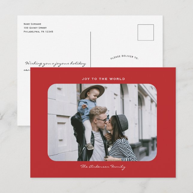 Simple modern minimalist clean Christmas photo  Po Postcard (Front/Back)