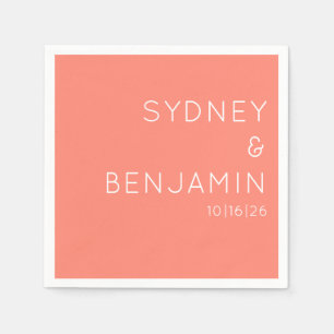 Simple Modern Minimalist Custom Wedding Coral Napkins