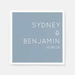 Simple Modern Minimalist Custom Wedding Dusty Blue Napkins