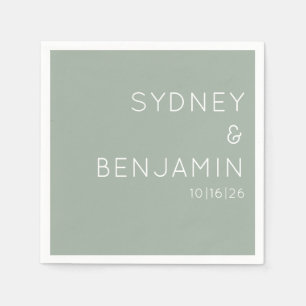 Simple Modern Minimalist Custom Wedding Dusty Sage Napkins