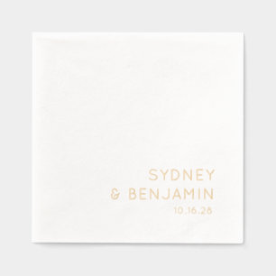 Simple Modern Minimalist Custom Wedding Gold Foil Napkins
