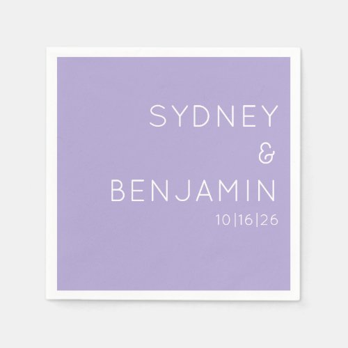 Simple Modern Minimalist Custom Wedding Lavender Napkins