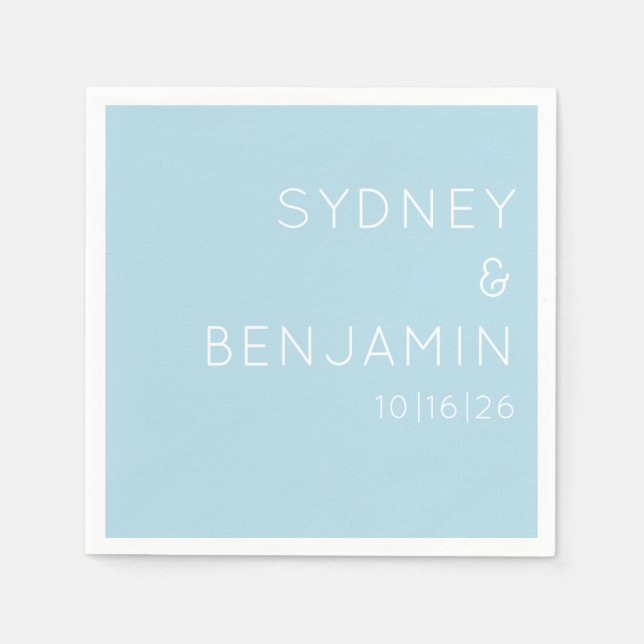 Simple Modern Minimalist Custom Wedding Light Blue Napkins (Front)