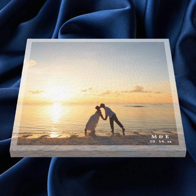 Simple Modern Minimalist Custom Wedding Photo Canvas Print (Creator Uploaded)