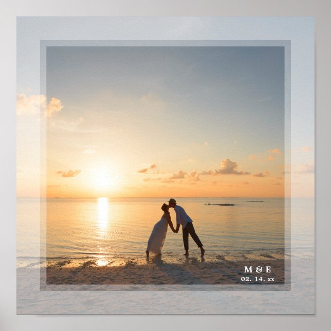 Simple Modern Minimalist Custom Wedding Photo Poster (Front)