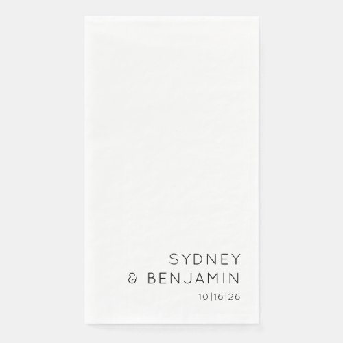 Simple Modern Minimalist Custom Wedding White Paper Guest Towels