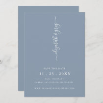 Simple Modern Minimalist Dusty Blue Save the Date Announcement