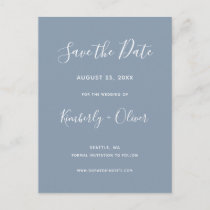 Simple  Modern Minimalist Dusty Blue Wedding Announcement Postcard