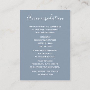 Simple  Modern Minimalist Dusty Blue Wedding Enclosure Card