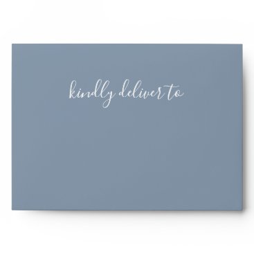 Simple  Modern Minimalist Dusty Blue Wedding Envelope