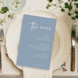 Simple Modern Minimalist | Dusty Blue Wedding Menu<br><div class="desc">This elegant,  dusty blue wedding dinner menu is simple and minimalist yet very stylish due to the white modern handwritten script and clean layout.</div>