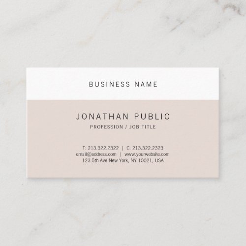 Simple Modern Minimalist Elegant Design Cool Plain Business Card