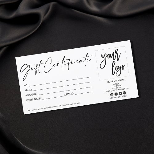 simple modern minimalist gift card certificate