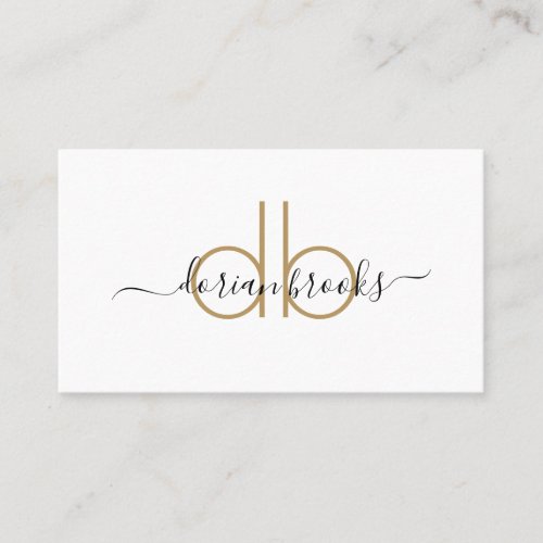Simple Modern Minimalist Gold Black Monogram Business Card