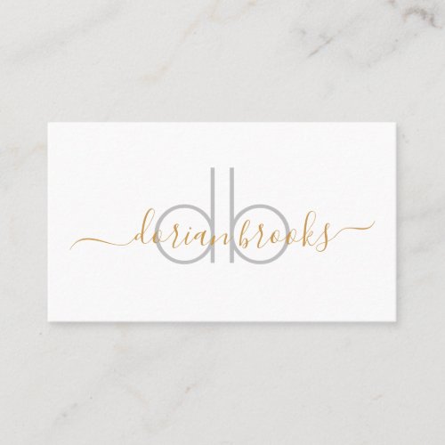Simple Modern Minimalist Gold Monogram  Business Card