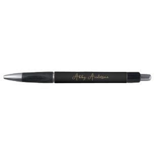 Simple Modern Minimalist Gold Script Black Pen