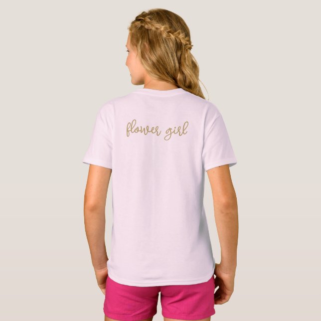 Simple Modern Minimalist Gold Script | Flower Girl T-Shirt (Back Full)