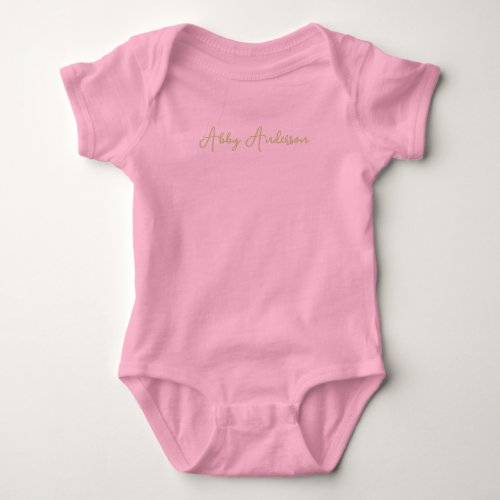 Simple Modern Minimalist Gold Script  Name Baby Bodysuit