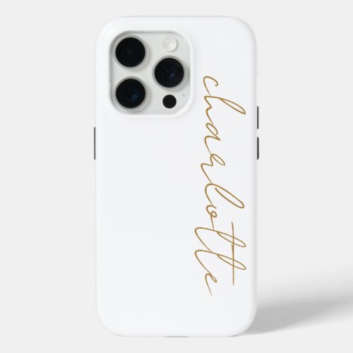 Simple Modern Minimalist Gold Script Name  iPhone 15 Pro Case