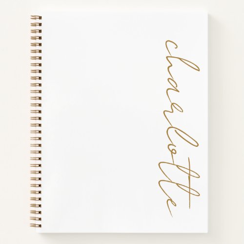 Simple Modern Minimalist Gold Script Name  Notebook